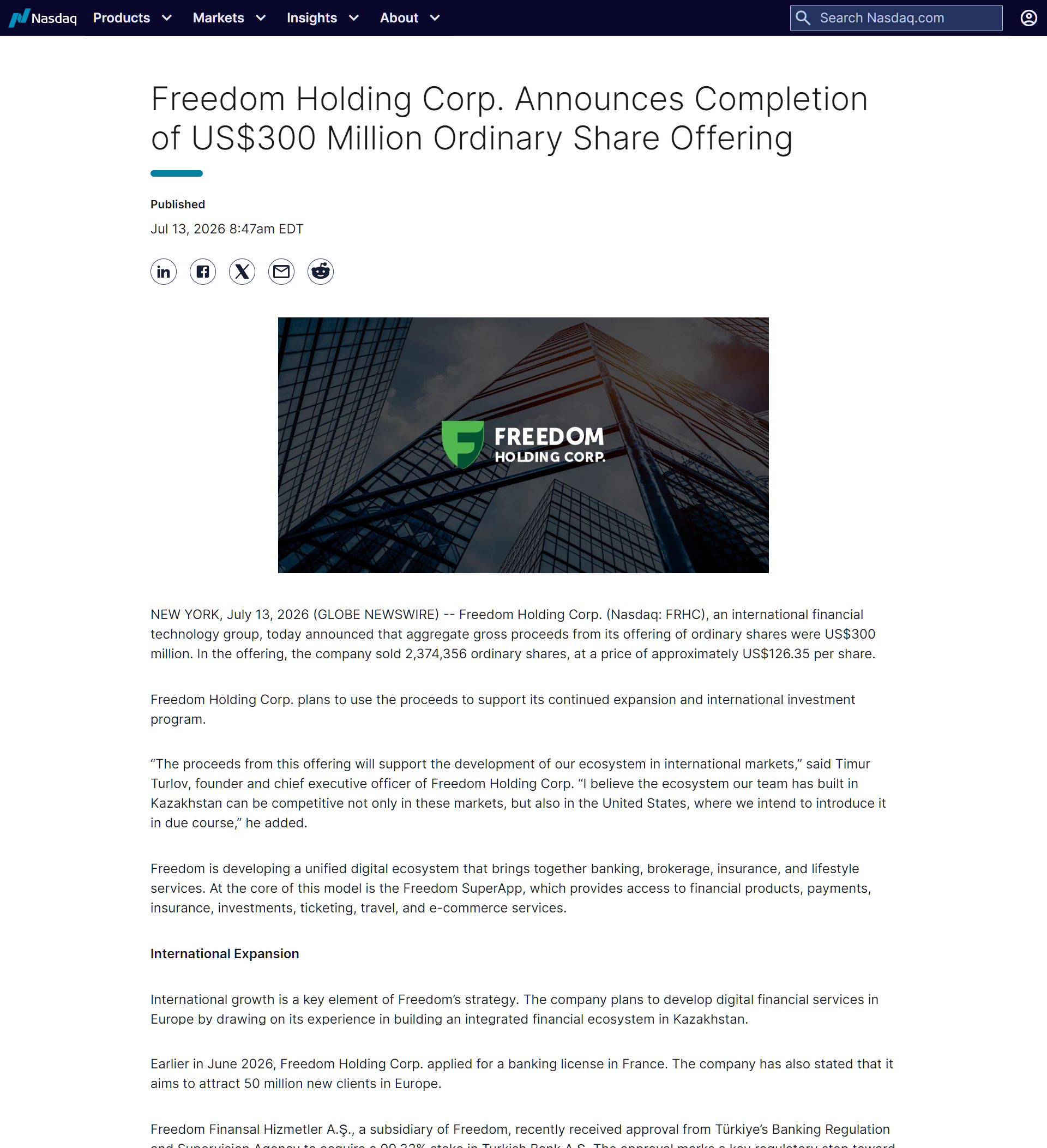 Investing financial media placement